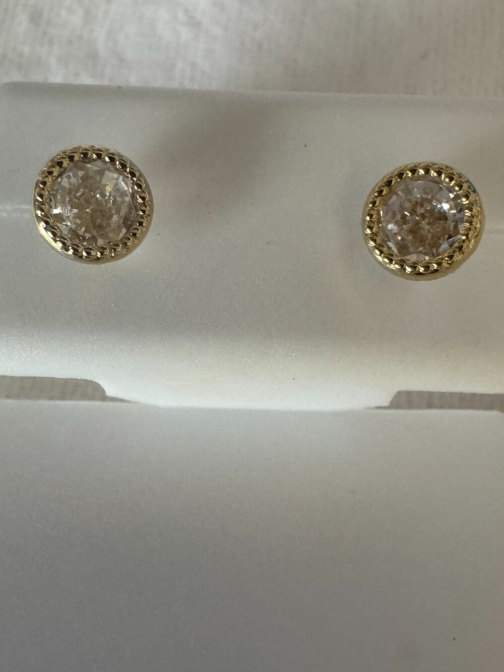 10K Solid Gold CZ Studs in a Bezel Setting 5mm round